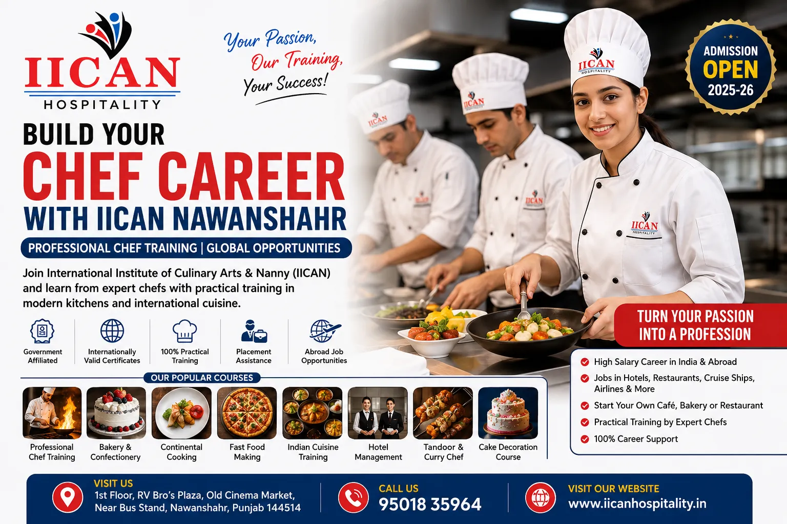 Best Chef Training Institute in Nawanshahr | Culinary Arts & Bakery Courses | IICAN