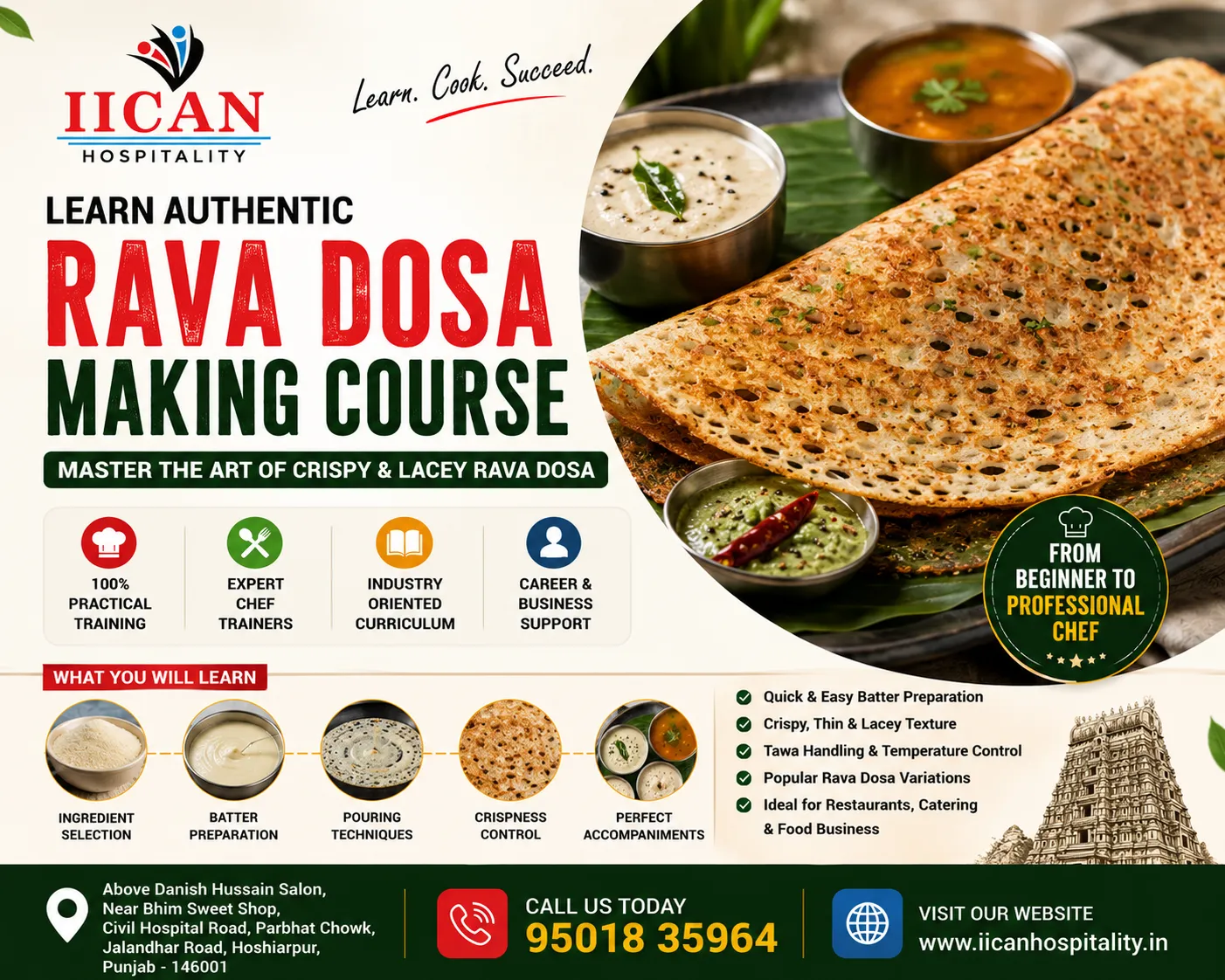 Rava Dosa Making Course in Hoshiarpur | Learn Crispy South Indian Dosa
