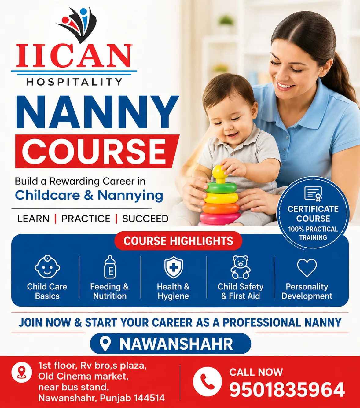 Join the best nanny course in Nawanshahr with training in child care and elderly care. Learn practical skills, first aid, and job-ready caregiving.