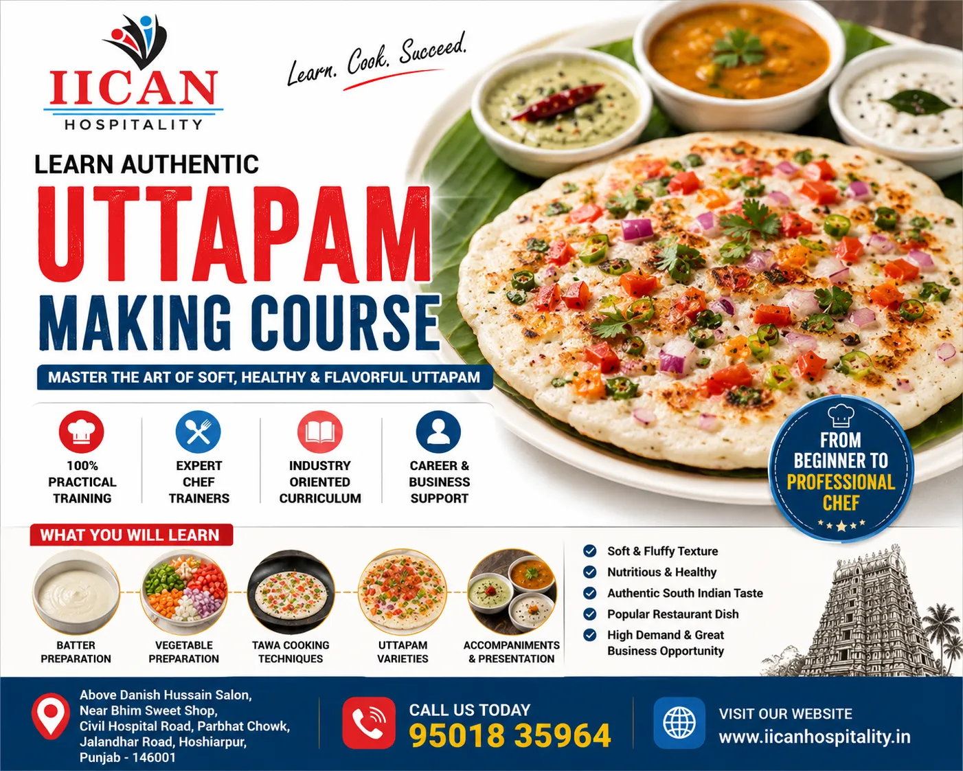 Uttapam Making Course in Hoshiarpur | Learn Restaurant Style Uttapam