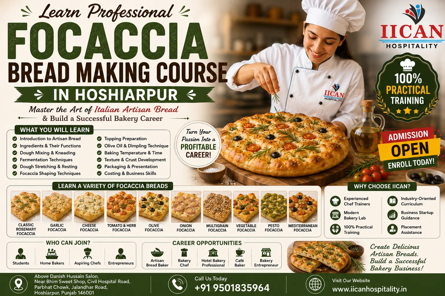 Professional Focaccia Bread Making Course in Hoshiarpur